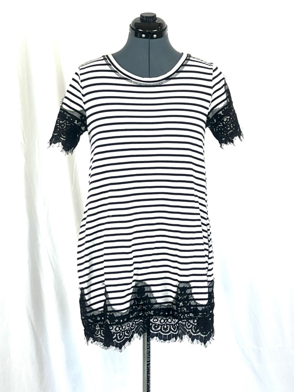 Umgee USA black/white stripe lace dress S 250